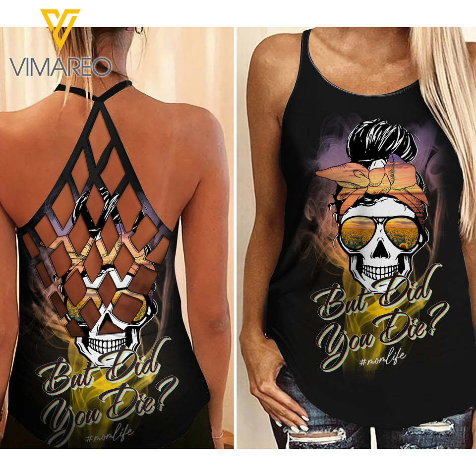 Mom Life Criss-Cross Open Back Camisole Tank Top VMYY