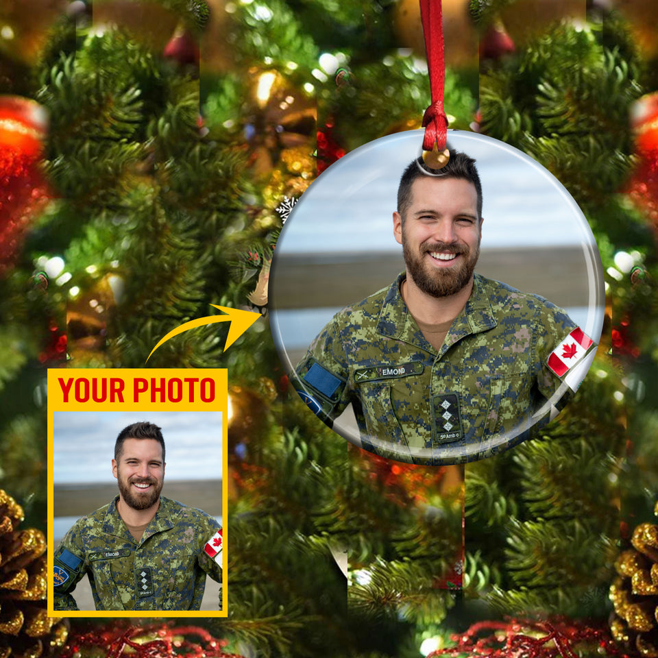 Personalized Image Canadian Veteran/Soldier Christmas Wood Ornament Printed 22OCT-MA17