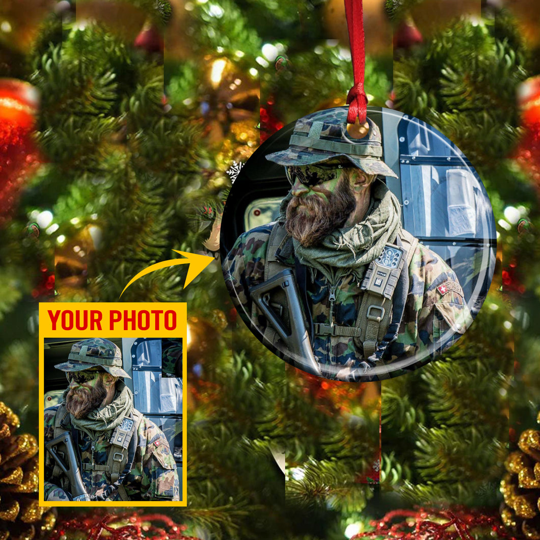 Personalized Image Swiss Veteran/Soldier Christmas Wood Ornament Printed 22OCT-MA17