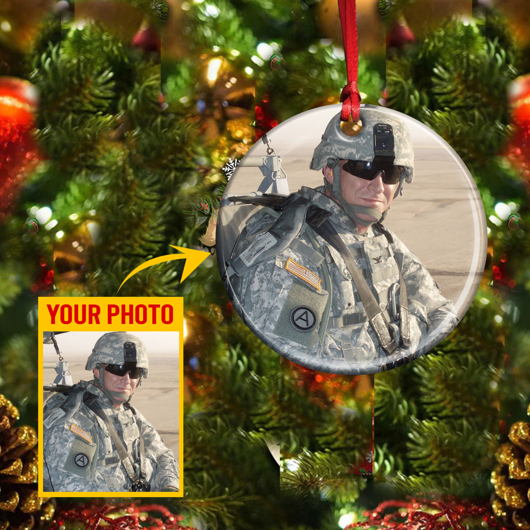 Personalized Image US Veteran/Soldier Christmas Wood Ornament Printed 22OCT-MA17