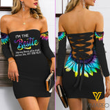 Bestie Lace Up Back Bardot Bodycon Dress MAY-DT10 KDSF