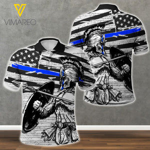 US THIN BLUE LINE POLO SHIRT 3D PRINTED 2 STYLE MAY-DT04