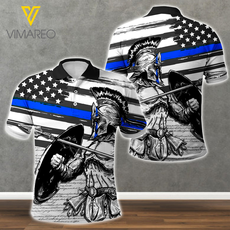 US THIN BLUE LINE POLO SHIRT 3D PRINTED 2 STYLE MAY-DT04