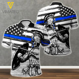 US THIN BLUE LINE POLO SHIRT 3D PRINTED 2 STYLE MAY-DT04