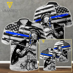 US THIN BLUE LINE POLO SHIRT 3D PRINTED 2 STYLE MAY-DT04