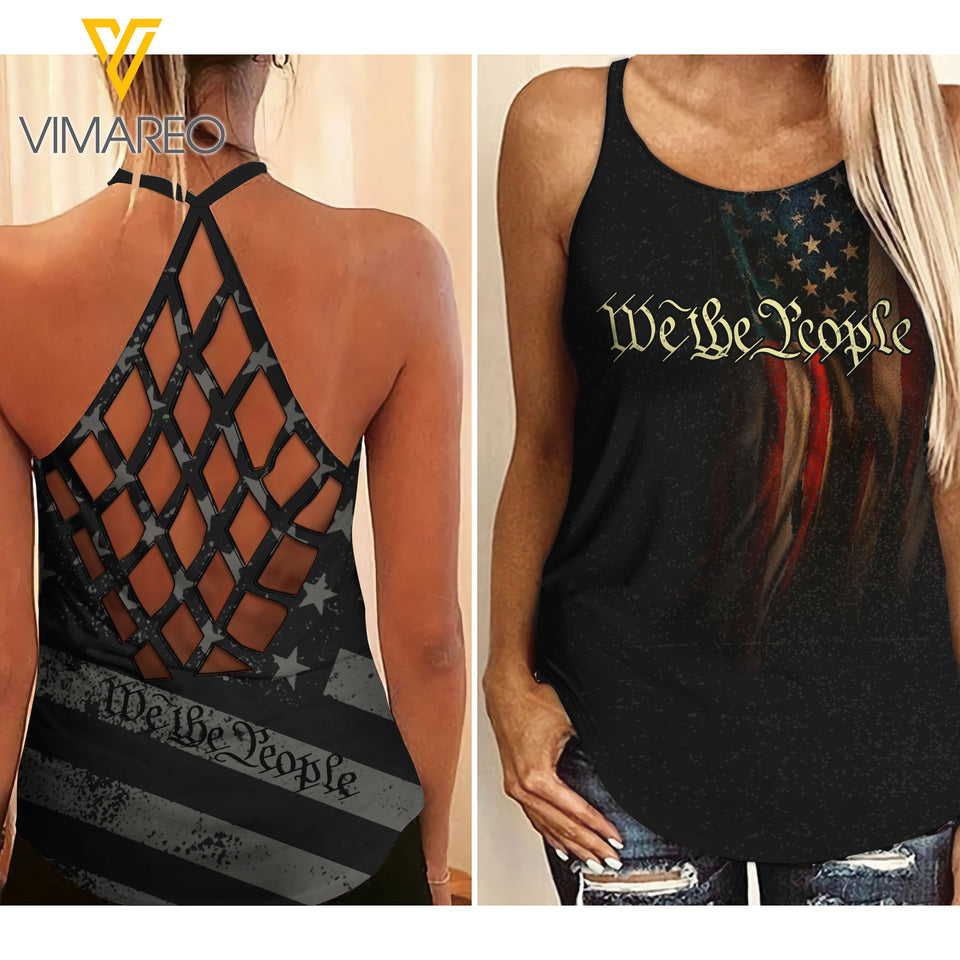WE THE PEOPLE Criss-Cross Open Back Camisole Tank Top TMTL MEPP