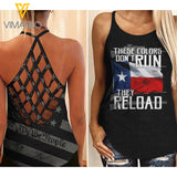 TEXAS WE THE PEOPLE Criss-Cross Open Back Camisole Tank Top TMTL COLOR DONT RUN