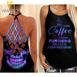 Coffee Criss-Cross Open Back Camisole Tank Top ZQ1803