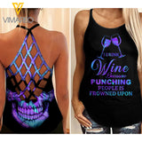 Wine Criss-Cross Open Back Camisole Tank Top ZQ1803