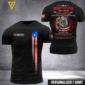 puerto rico VETERAN CUSTOMIZE T SHIRT 3D PRINTED TMT 55