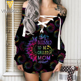 Mom LACE UP CRISS CROSS V-NECK SWEATER call