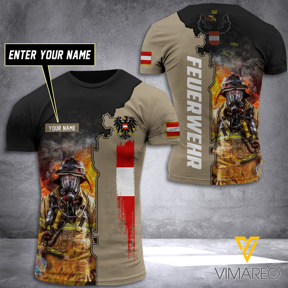 Austria FIREFIGHTER CUSTOMIZE T SHIRT 3D PRINTED TMTL