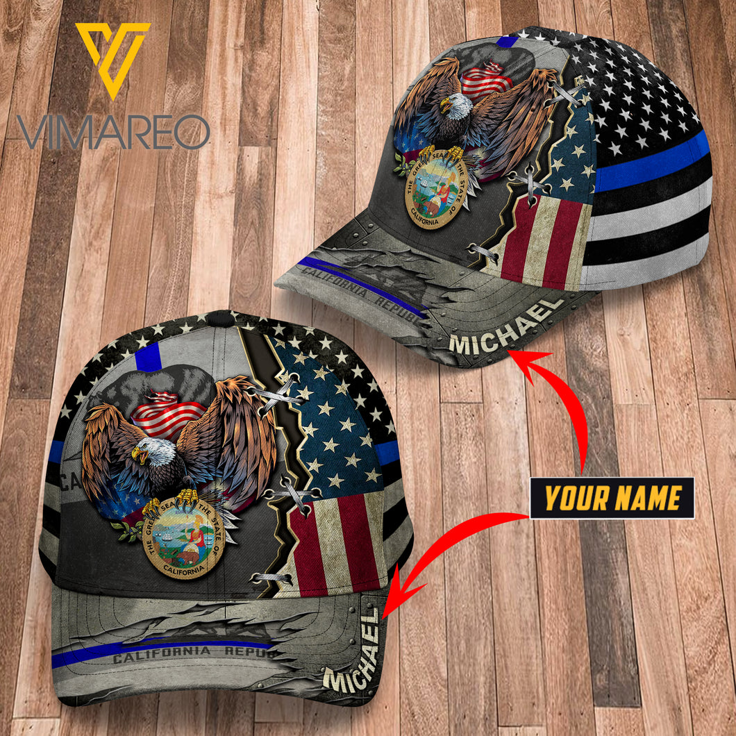California BLUE LINE CUSTOMIZE Peaked cap 3D TL103 FLAG