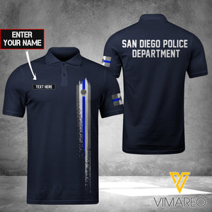 San Diego POLICE DEPARTMENT POLO SHIRT 3D PRINTED TMT