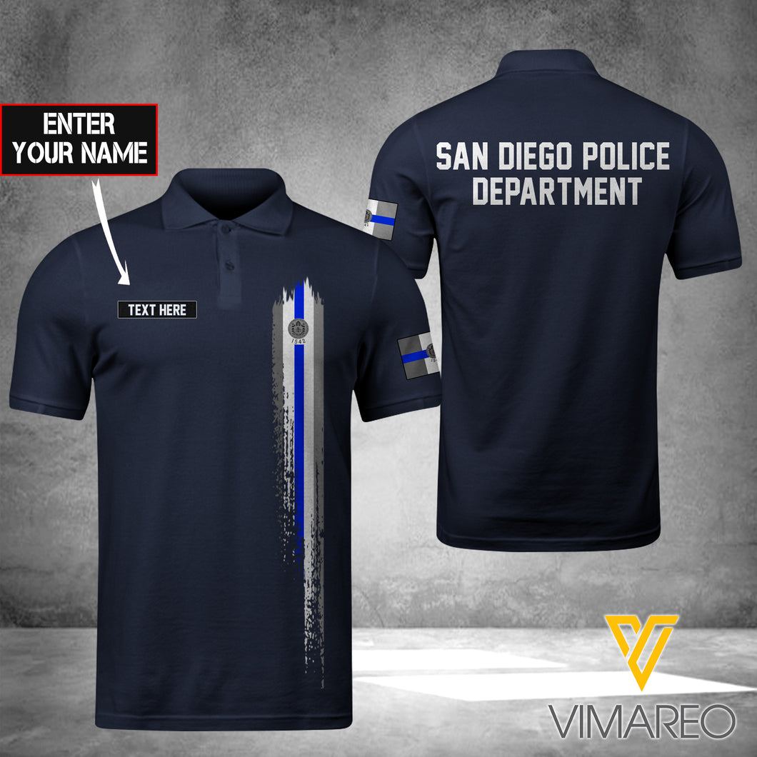 San Diego POLICE DEPARTMENT POLO SHIRT 3D PRINTED TMT