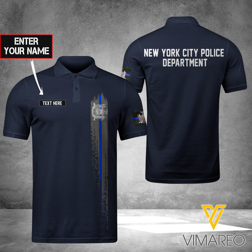 new york POLICE DEPARTMENT POLO SHIRT 3D PRINTED TMT