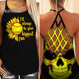 ALWAYS BE YOUR BIGGEST FAN Criss-Cross Open Back Camisole Tank Top Legging TMT SKULL