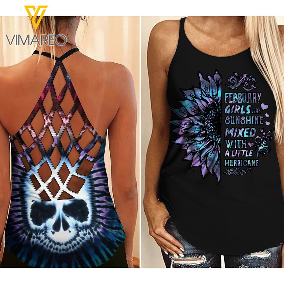 february GIRL Criss-Cross Open Back Camisole Tank Top SKSS