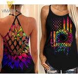 Capricorn GIRL Criss-Cross Open Back Camisole Tank Top TIE DYE