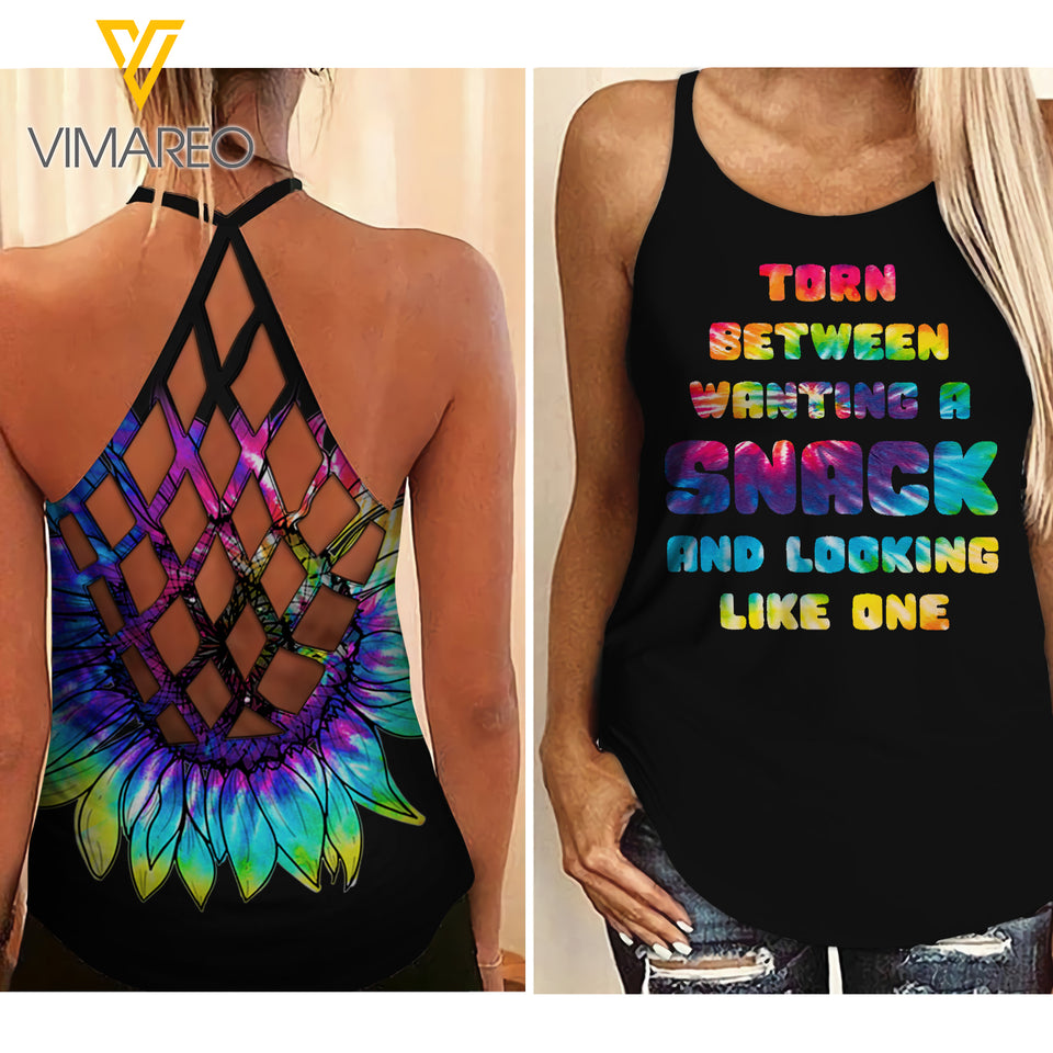 FITNESS Criss-Cross Open Back Camisole Tank Top  TMT SNACK
