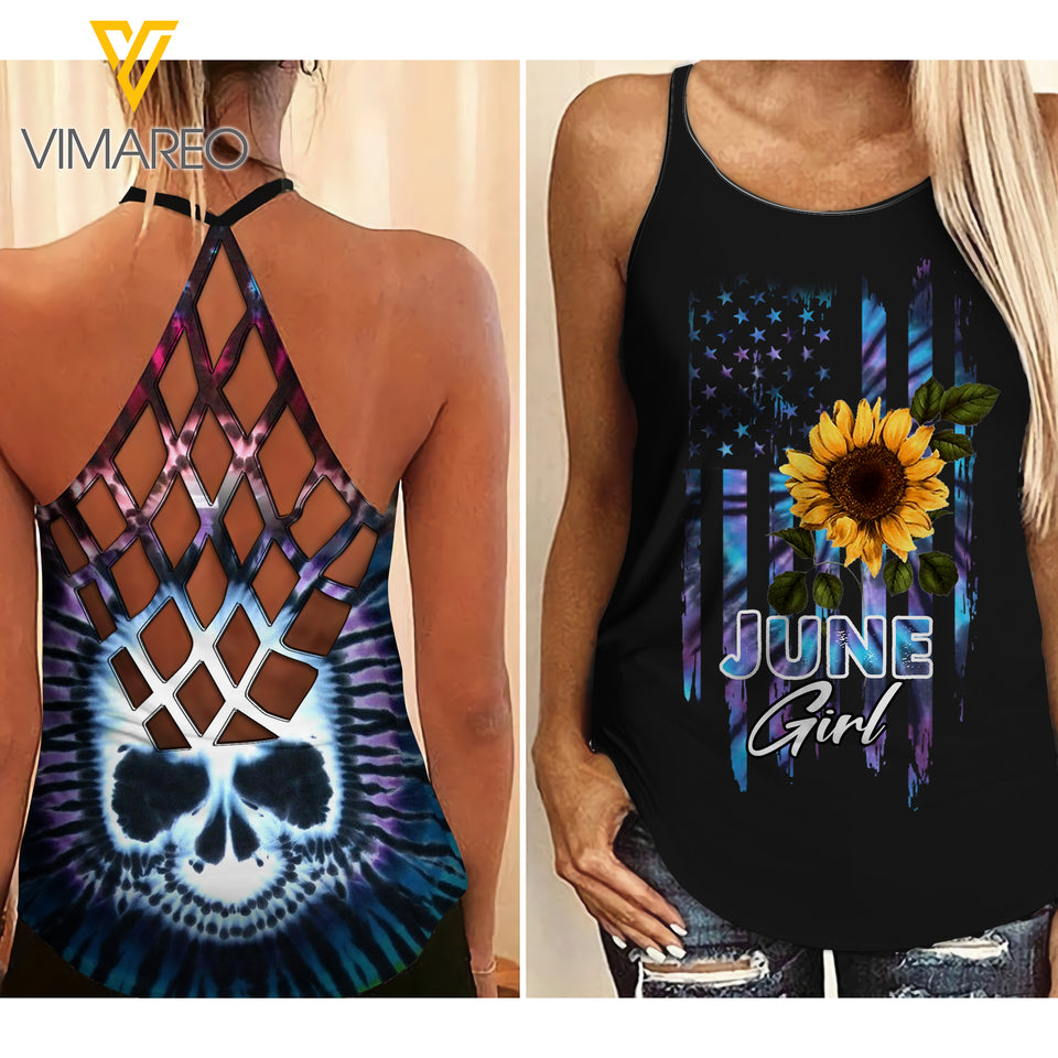 June GIRL Criss-Cross Open Back Camisole Tank Top SKSF