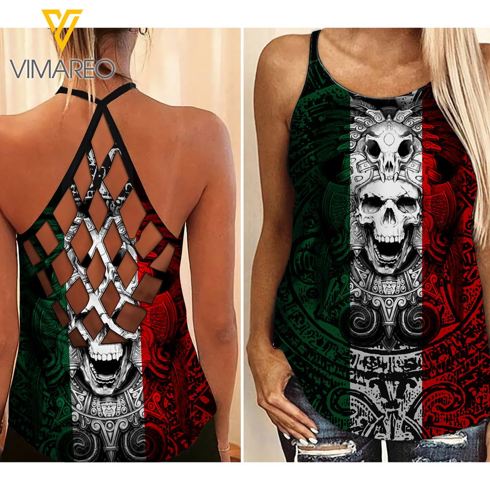 MEXICO GIRL Criss-Cross Open Back Camisole Tank Top Legging TMTL