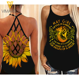 may GIRL Criss-Cross Open Back Camisole Tank Top HIPPIE