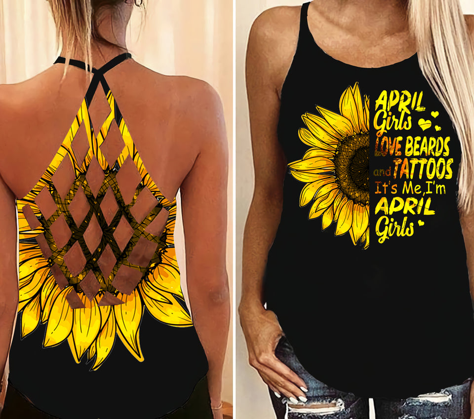 PHN April Girl Criss-Cross Open Back Camisole Tank Top Legging MAR-MA22 SF