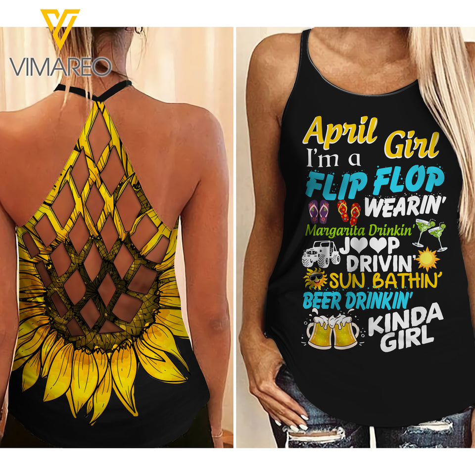 April Girl flip flops Criss-Cross Open Back Camisole Tank Top ZA1903