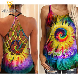 April Girl hippie Criss-Cross Open Back Camisole Tank Top 1603NGBA