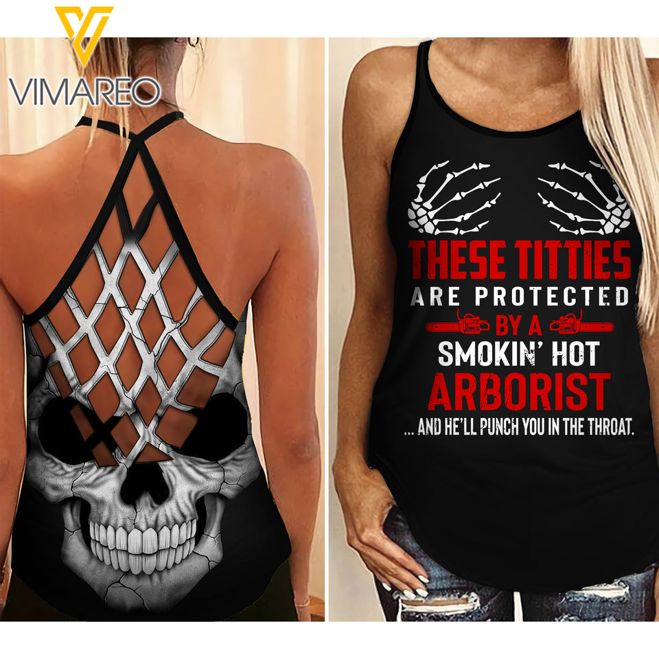 Taken by a Hot Smokin Arborist Criss-Cross Open Back Camisole Tank Top Legging