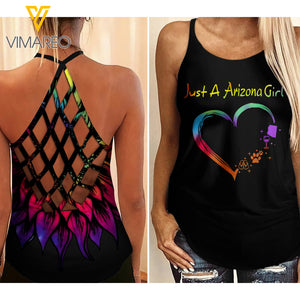 PHN Arizona Girl Criss-Cross Open Back Camisole Tank Top Legging MAR-MA17