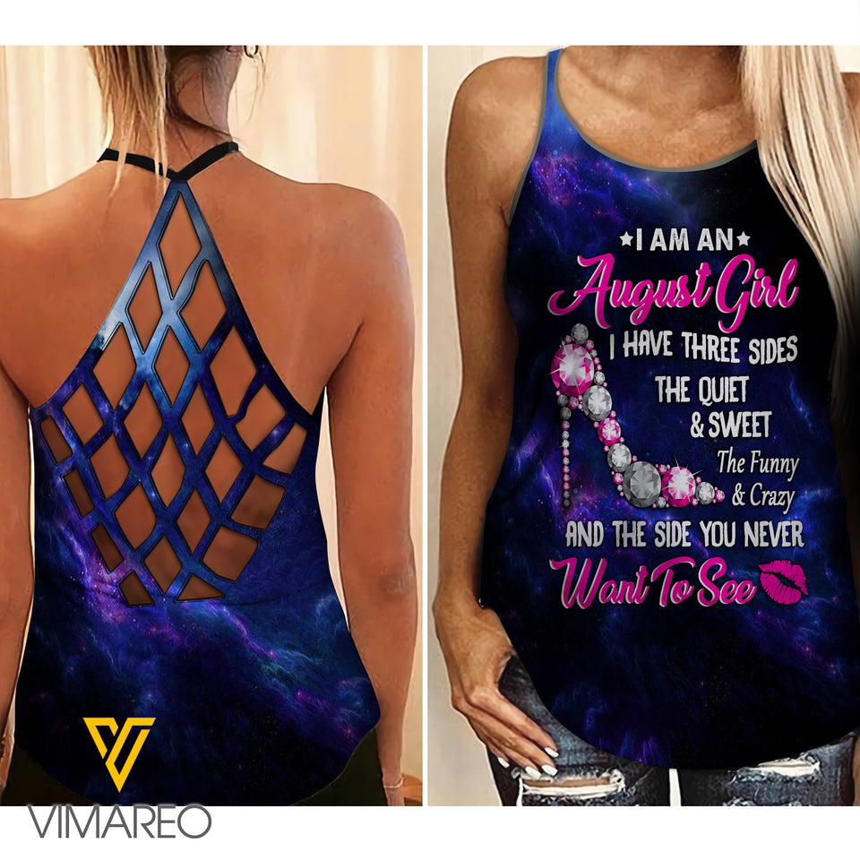 August  Girl Criss-Cross Open Back Camisole Tank Top Legging 1703NGBA