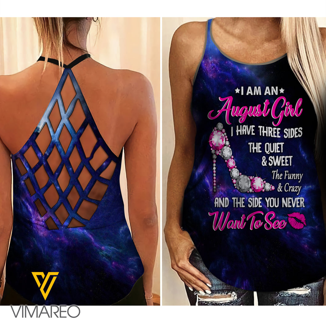 August  Girl Criss-Cross Open Back Camisole Tank Top Legging 1703NGBA