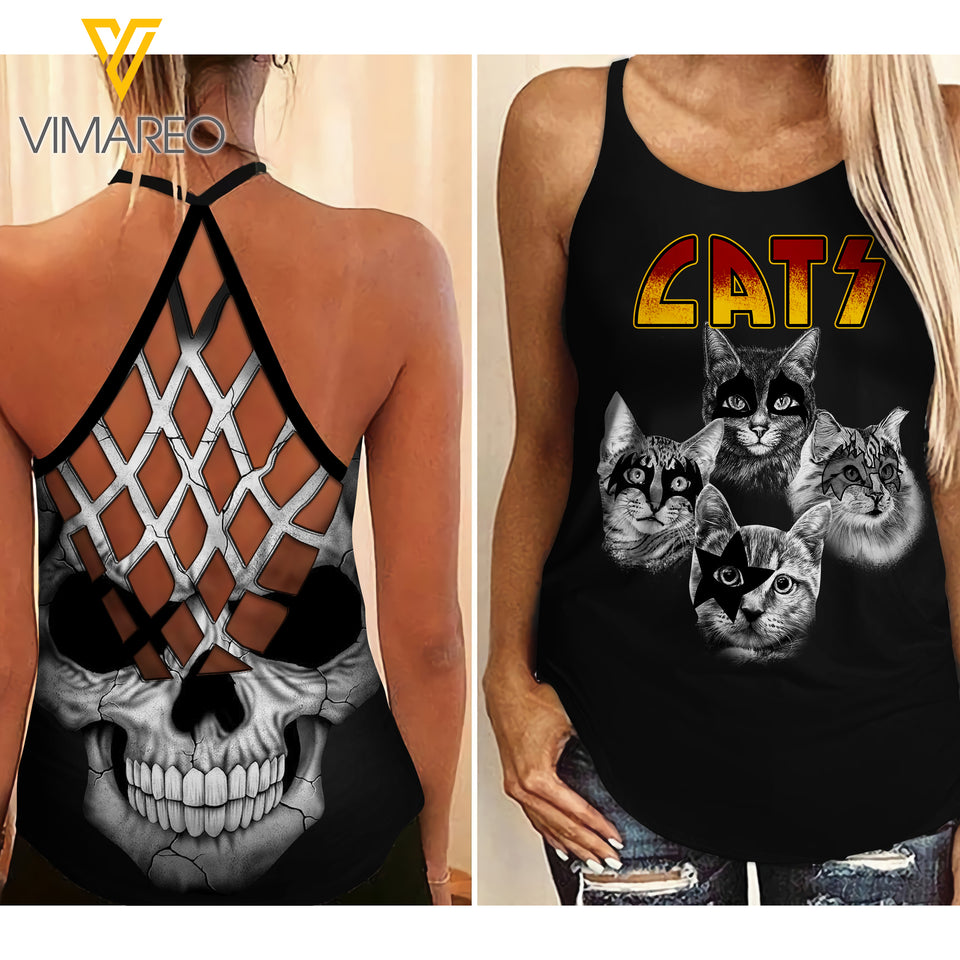 Cat Hiss CRISS-CROSS TANK TOP SKULL