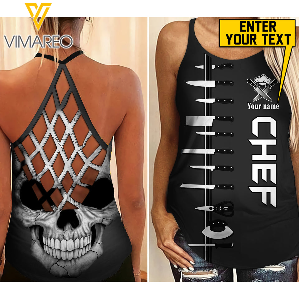 CHEF SKULL CRISS-CROSS TANK TOP TN0909