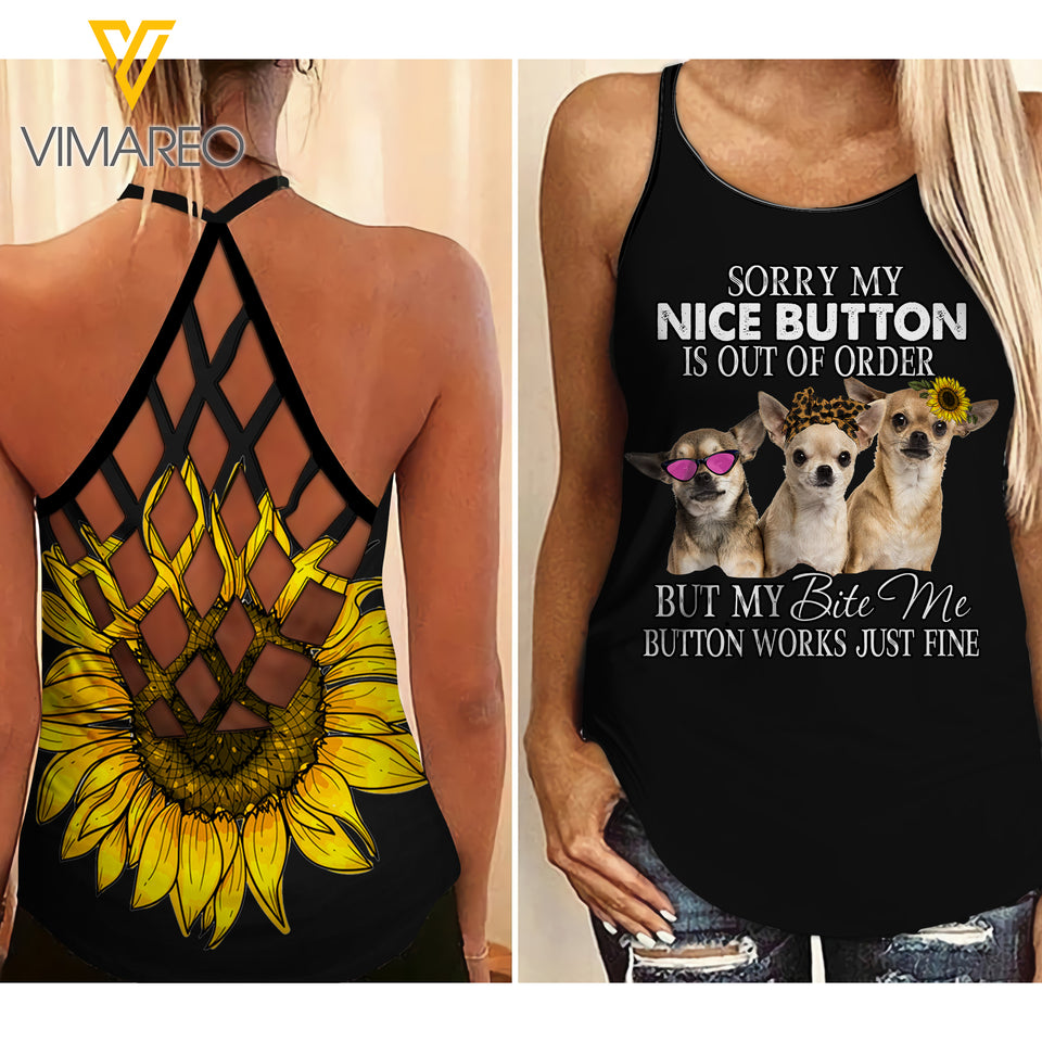 CHIHUAHUA DOG CRISS-CROSS TANK TOP