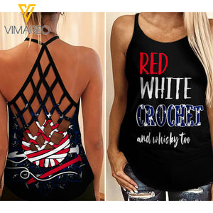 Crochet Whiskey Girl Criss-Cross Open Back Camisole Tank Top
