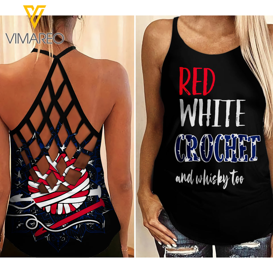 Crochet Whiskey Girl Criss-Cross Open Back Camisole Tank Top