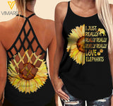 LOVE ELEPHANTS GIRL Criss-Cross Open Back Camisole Tank Top V1