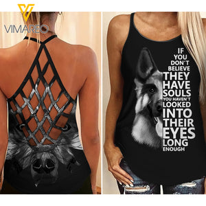 German Shepherd Soul Criss-Cross Open Back Camisole Tank Top