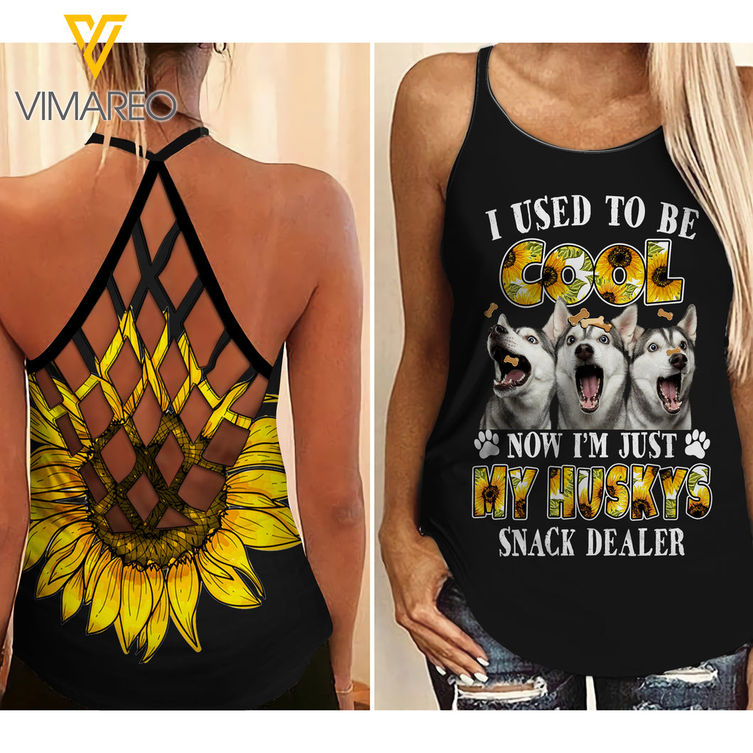 HUSKY DOG CRISS-CROSS OPEN BACK CAMISOLE TANK TOP