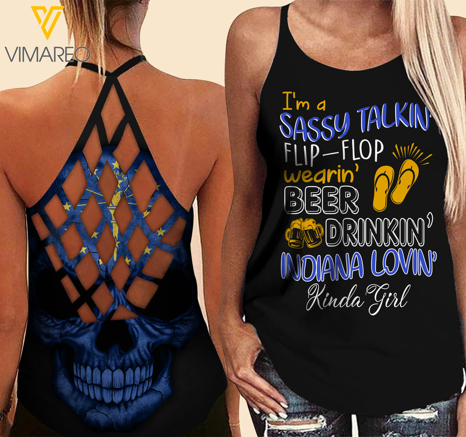 Indiana Lovein' Kinda girl-Criss-Cross Open Back Camisole Tank Top