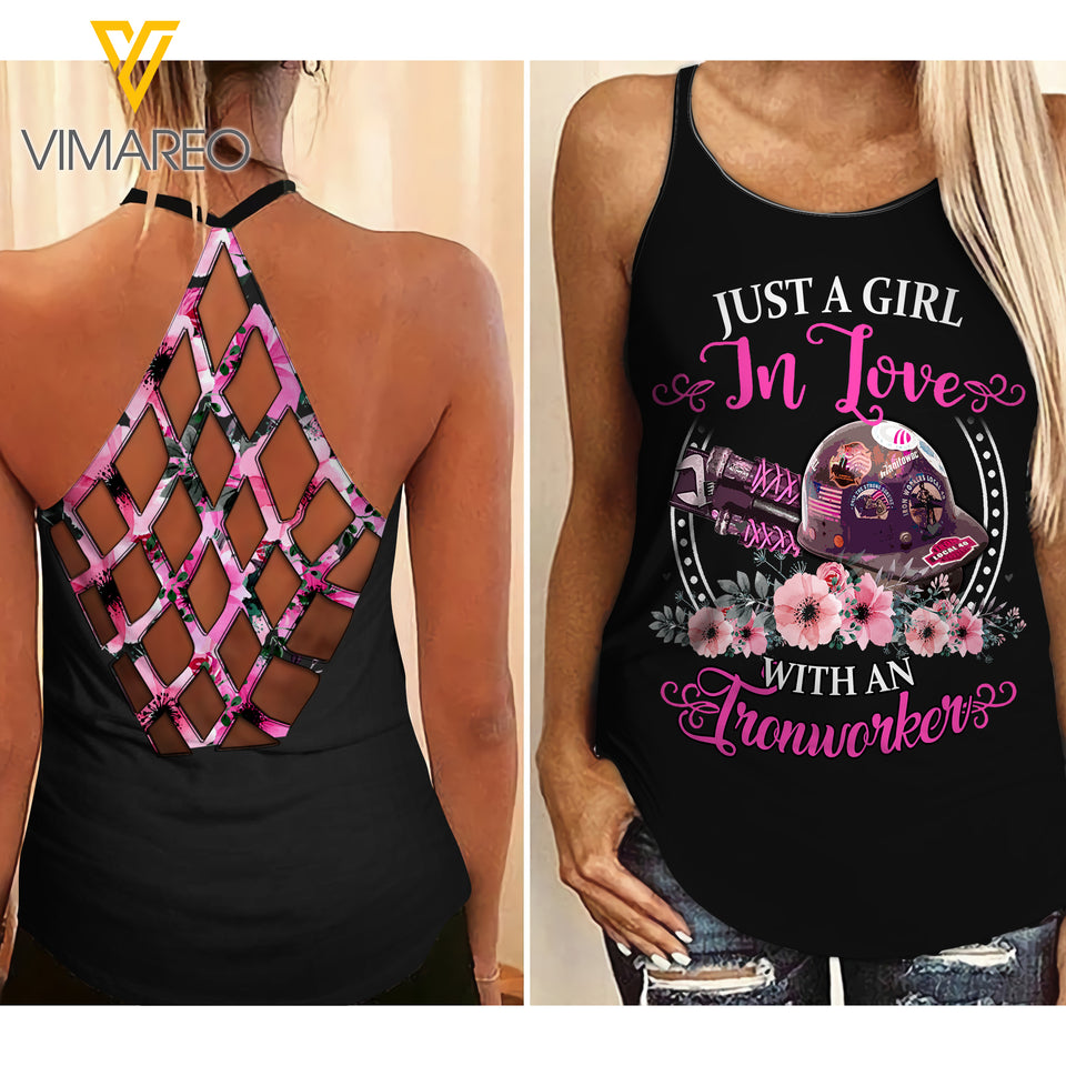 Ironworker Criss-Cross Open Back Camisole Tank Top MAR-MA22