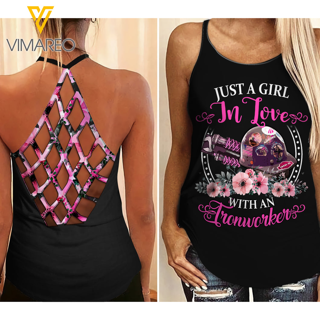 Ironworker Criss-Cross Open Back Camisole Tank Top MAR-MA22