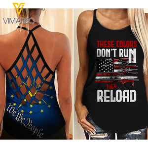 Indiana Flag girl Criss-Cross Open Back Camisole Tank Top 1604NGBA