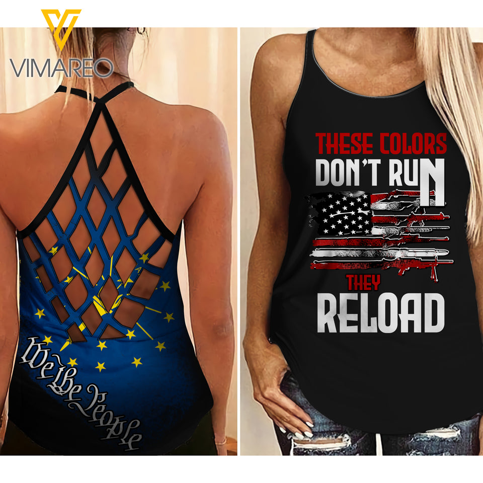 Indiana Flag girl Criss-Cross Open Back Camisole Tank Top 1604NGBA