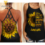 July girl-You are sunshine Criss-Cross Open Back Camisole Tank Top
