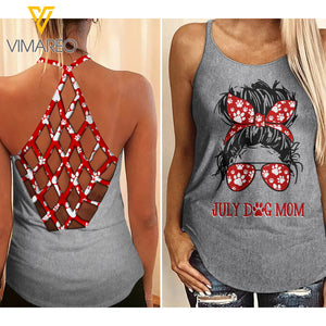 July Dog Mom Criss-Cross Open Back Camisole Tank Top