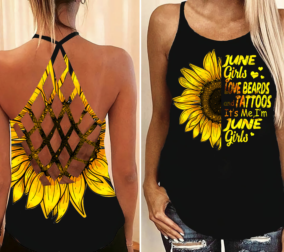 PHN June Girl Criss-Cross Open Back Camisole Tank Top Legging MAR-MA22 SF